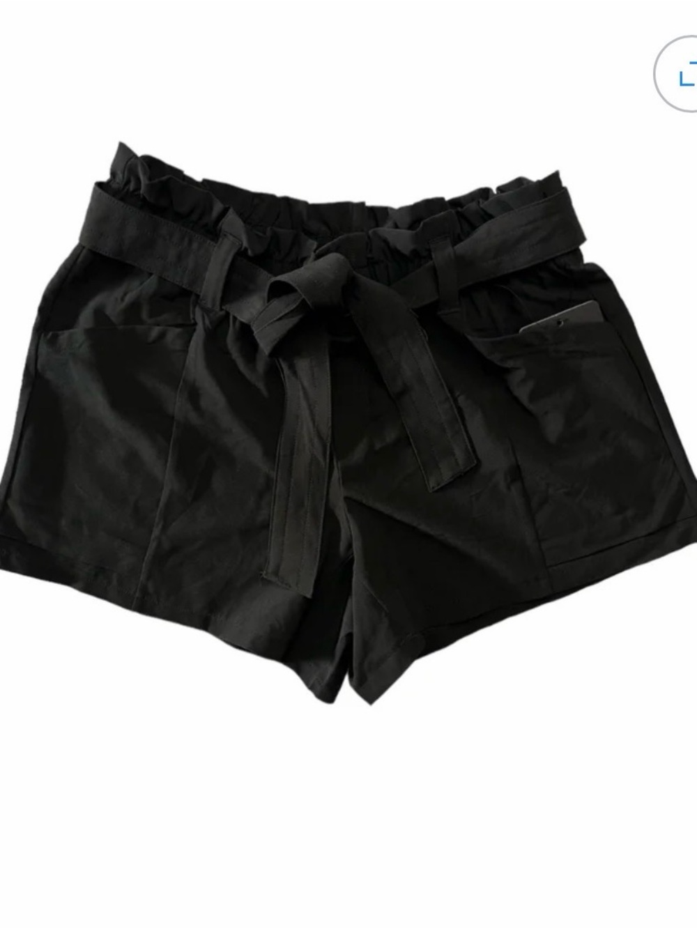 90 Degree By Reflex Black Paperbag Waist Tie Shorts